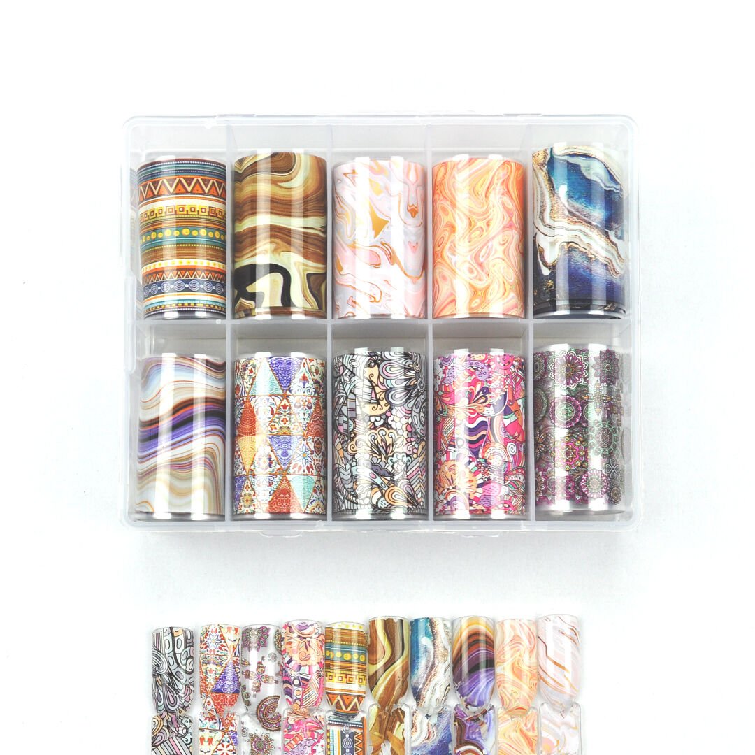 10 in 1 Transfer Foil Set - Abstracts/Bohemian Pattern