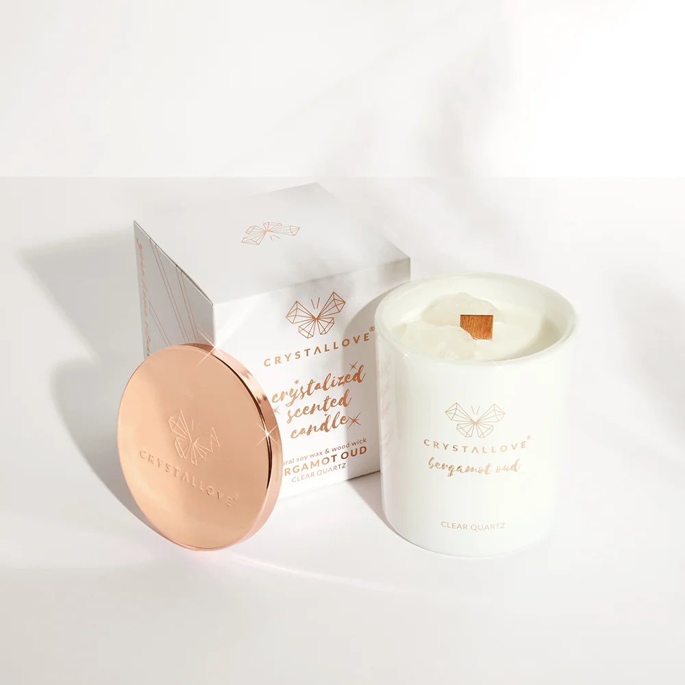 CRYSTALLOVE Soy candle with rhinestone – bergamot oud 400g
