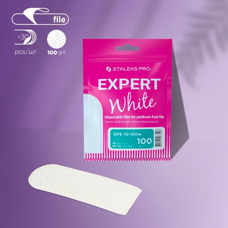 STALEKS Disposable white files for pedicure grater '100' |  EXPERT White