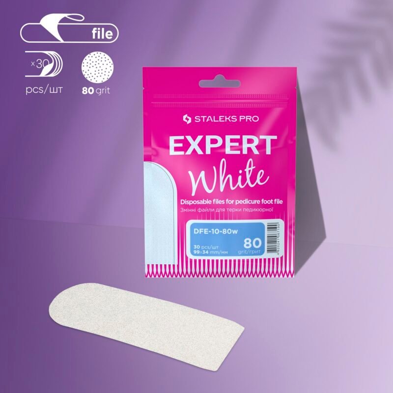 STALEKS Disposable white files for pedicure grater '80' |  EXPERT White